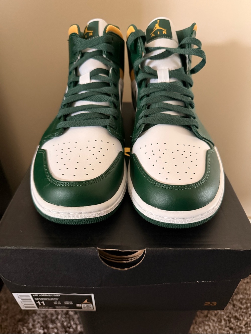 Jordan Mid-Top Sneakers in Green, White & Yellow - Picture 4 of 5